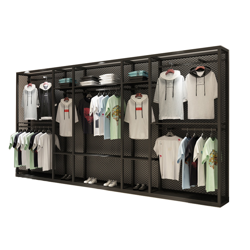 Deportes al aire libre tienda de ropa soporte de exhibición piso hombres estante vitrina centro comercial de gama alta ropa casual estante