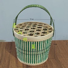 经典绿色圆形竹篮