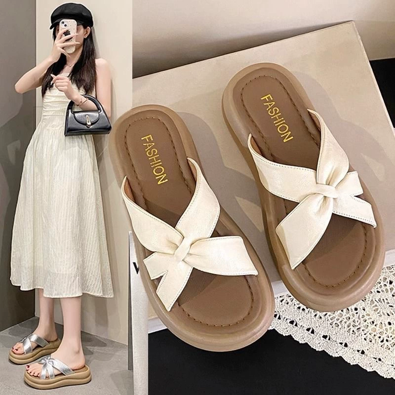 2025 новых женских летних тапочек на платформе с толстой подошвой и перекрестными ремешками для верхней одежды с юбками и сандалиями, красивые сандалии в сказочном стиле