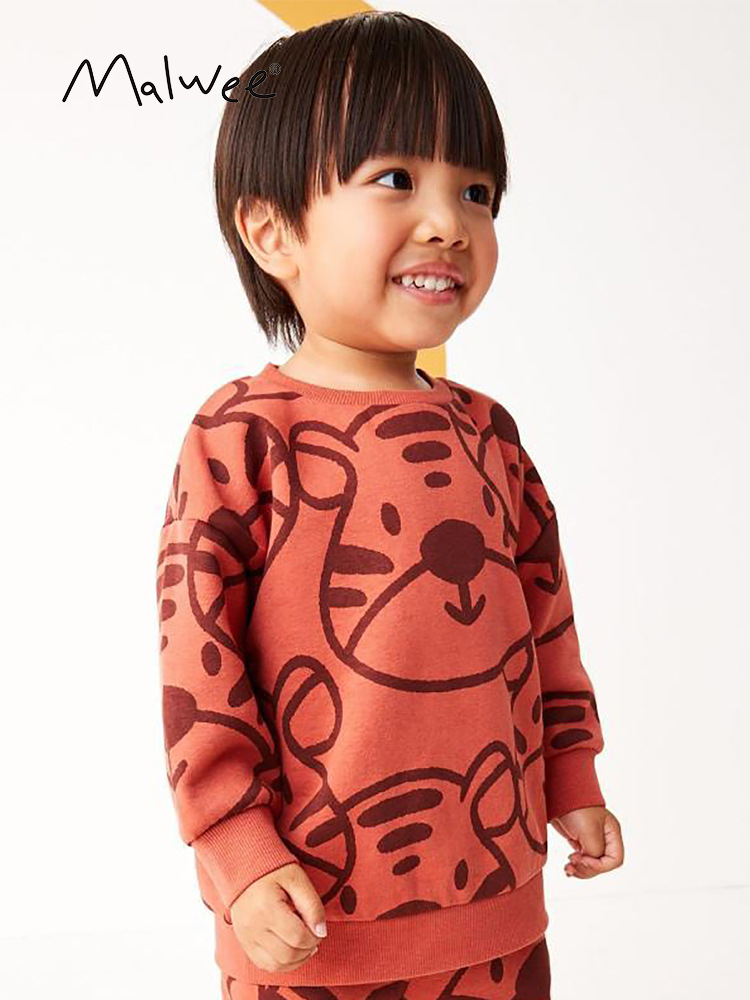 Malwee chaqueta de niño otoño y invierno nueva camiseta de cuello redondo para niños europeos y estadounidenses guapo y casual ropa de bebé superior