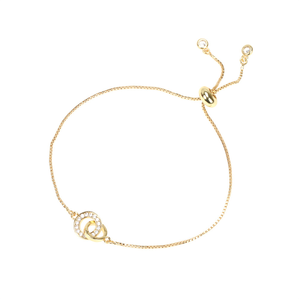 temperament full of diamond geometric doublepull copper bracelet wholesale