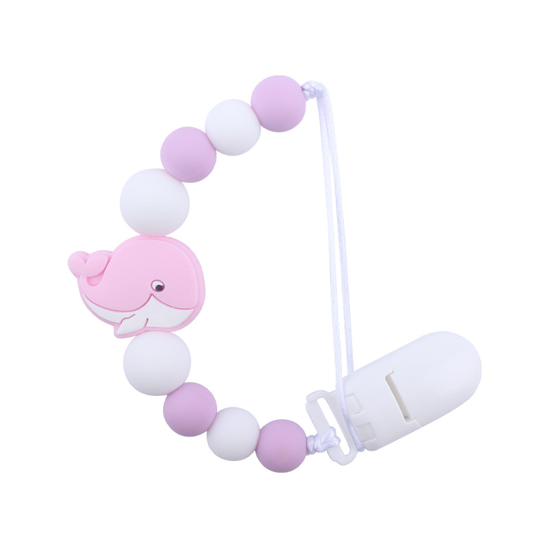 Bebés calmar la cadena de tetas creativas bebés dibujos animados animales ballenas de silicona mordida de dientes molares anti-caída cadena nueva