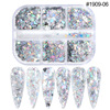Nail sequins for manicure for nails, suitable for import, new collection, 6 cells, wholesale