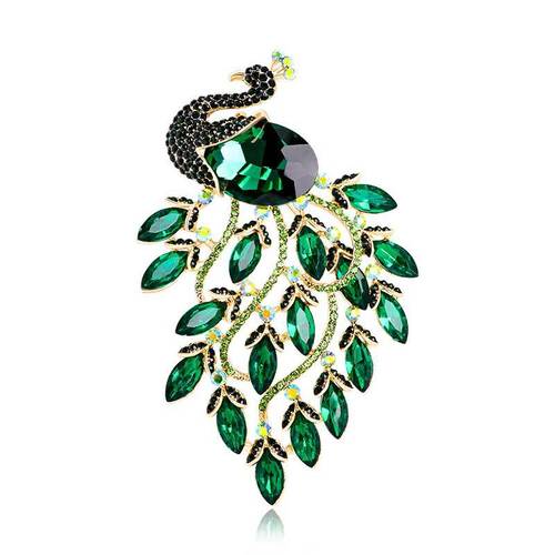 New European and American fashion exaggerated personality peacock brooch alloy diamond animal corsage simple suit accessories