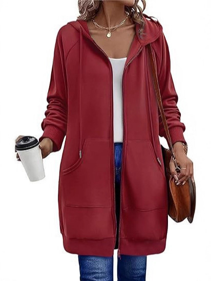 Long sports big woolen hoody with zipper