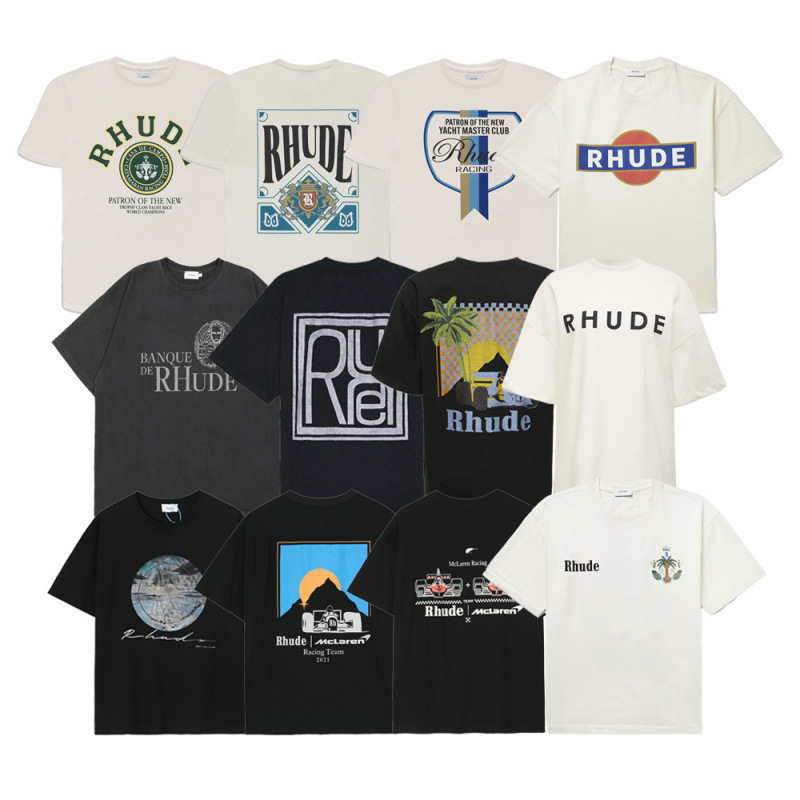 Cross-Border New Heavyweight Short-Sleeve Summer Retro Letter Print High Street Casual Loose Couple T-Shirt for Men