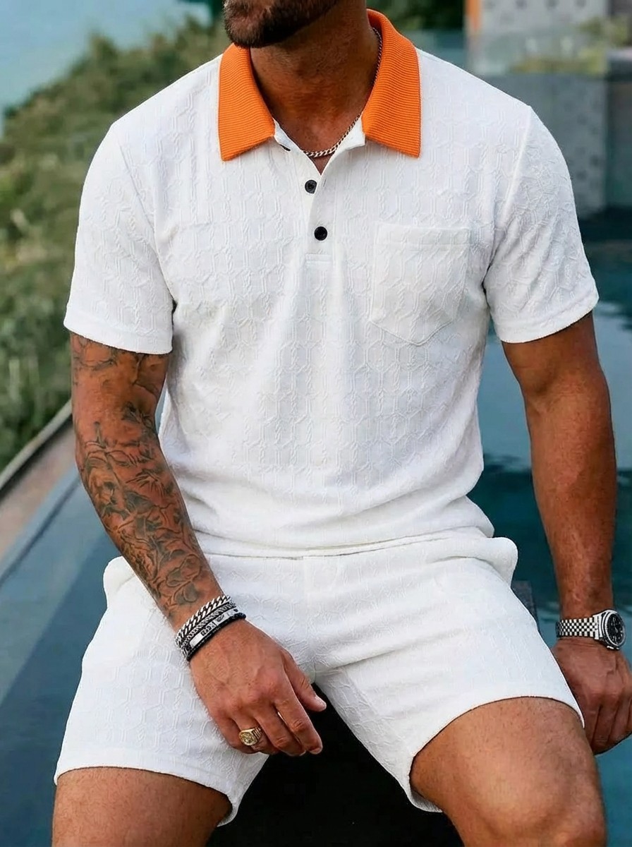 Men's Clothing Summer Fashion Breathable Color Blocked Pocket Short Sleeved Shirt Sports_viptrois.com
