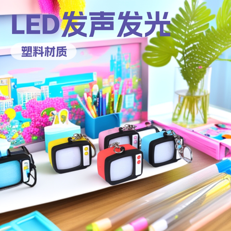Cartoon Tv Keychain Led Sound-Emitting and Light-Emitting Plastic Bag Pendant Business Small Gift