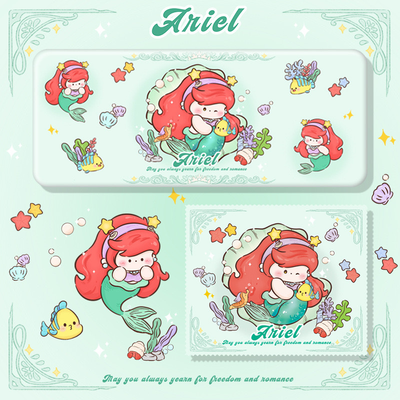 Cartoon Glasses Case Ins Portable Anti-Pressure Japanese Style Simple Myopia Sun Eyes Mermaid Glasses Frame Storage Box