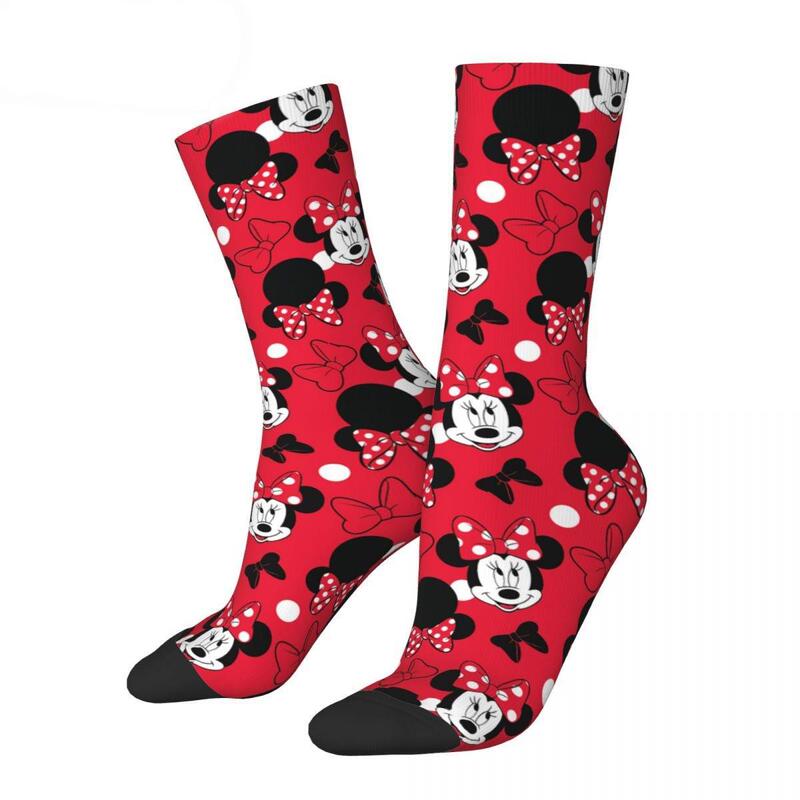 Factory Retro Red Mickey Minnie Bow Tie Basketball Socks New Polyester Long Socks for Men and Women