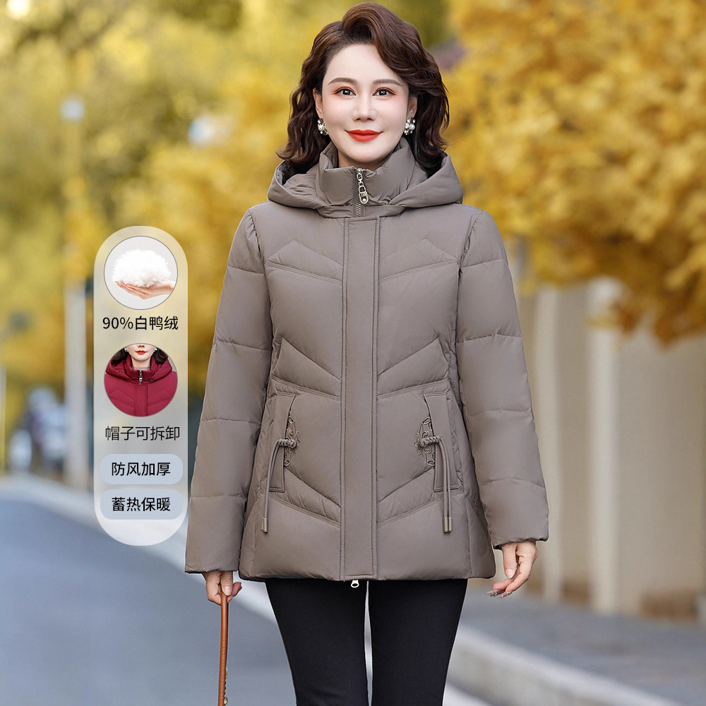 Authentic Clearance Middle-Aged Women's Short down Jacket 2024 Winter New Thickened Plus Size Petite Mom Coat