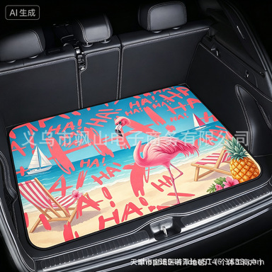 Hot-Selling Car Pod Trunk Mat Cartoon Leopard Print Rainbow Owl Non-Slip Stain-Resistant Crystal Velvet Universal Floor Mat