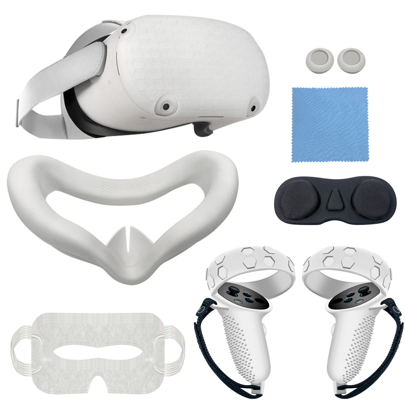 Oculus quest2 all-inclusive handle silicone protective cover host protective cover anti-slip and anti-fall 7-piece VR accessories