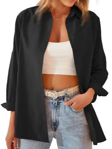 New European and American autumn large size fashionable candy-colored long-sleeved cardigan button shirt loose top