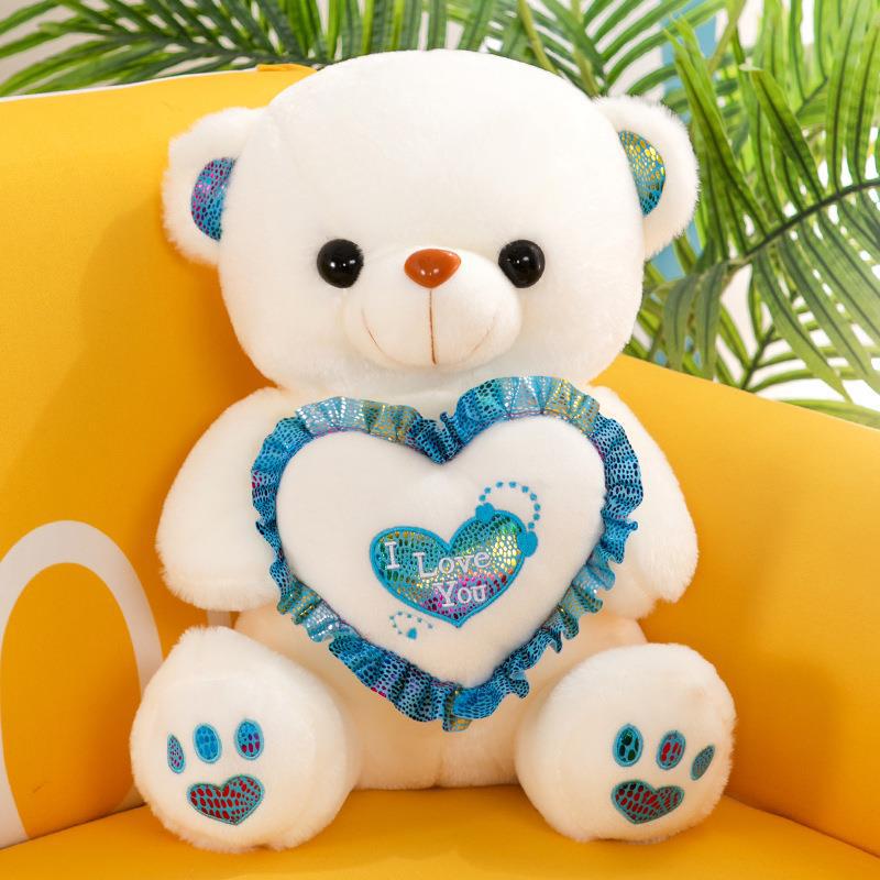 Corazón abrazando luminoso oso de peluche muñeca de peluche de juguete almohada niña niños regalo oso de peluche transfronterizo al por mayor