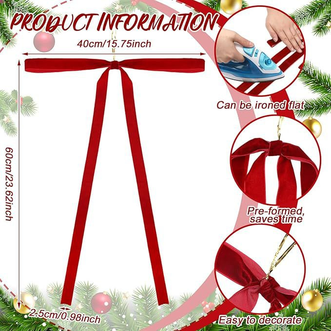 Cross-Border Velvet Ribbon Christmas Garland Bow Gift Bow Home Christmas Tree Decoration Hanging Ornaments
