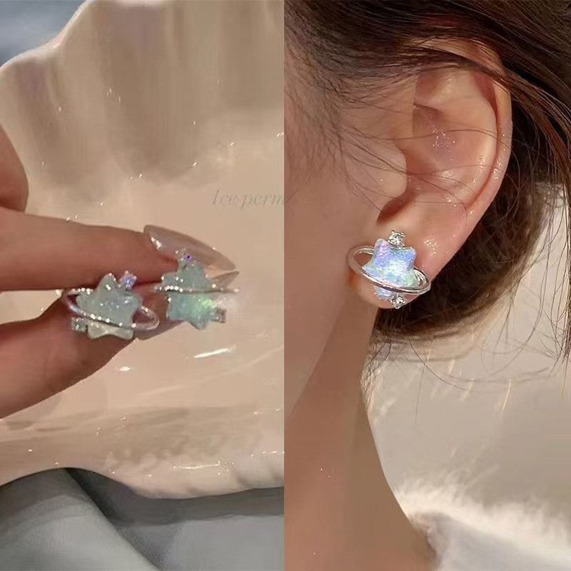 Aretes de Botón Estrella de Aleación de Zinc para Mujeres