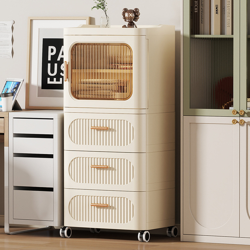 Snack Storage Rack Floor-Standing Multi-Layer Home Living Room Drawer-Type Storage Cabinet Removable Door-Type Toy Storage Rack