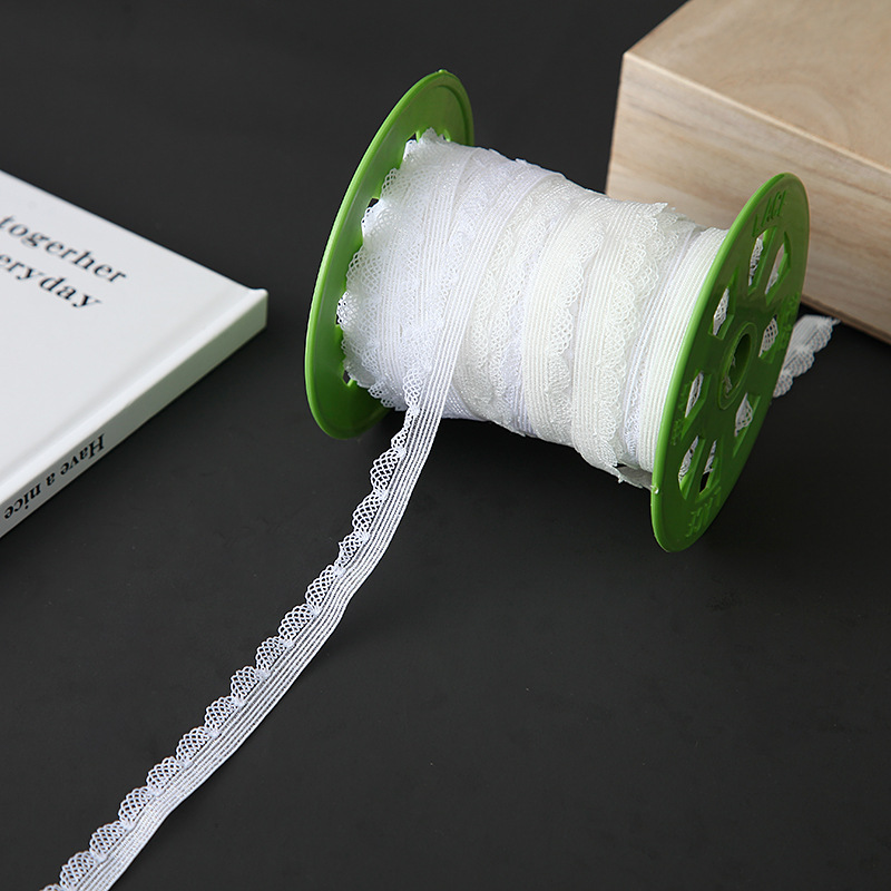 现货供应锦纶1.2CM鱼丝弹力花边牙边带 内衣内裤等服饰松紧花边