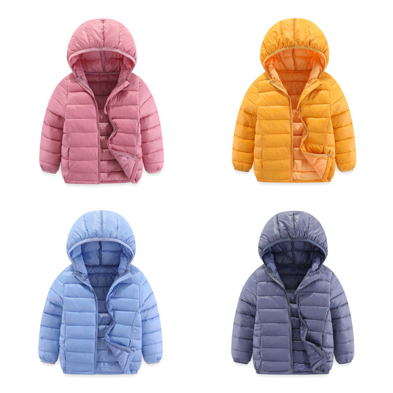 2025 nueva ropa infantil de algodón de plumón de algodón para niños niñas chaqueta con capuchón ligera al por mayor