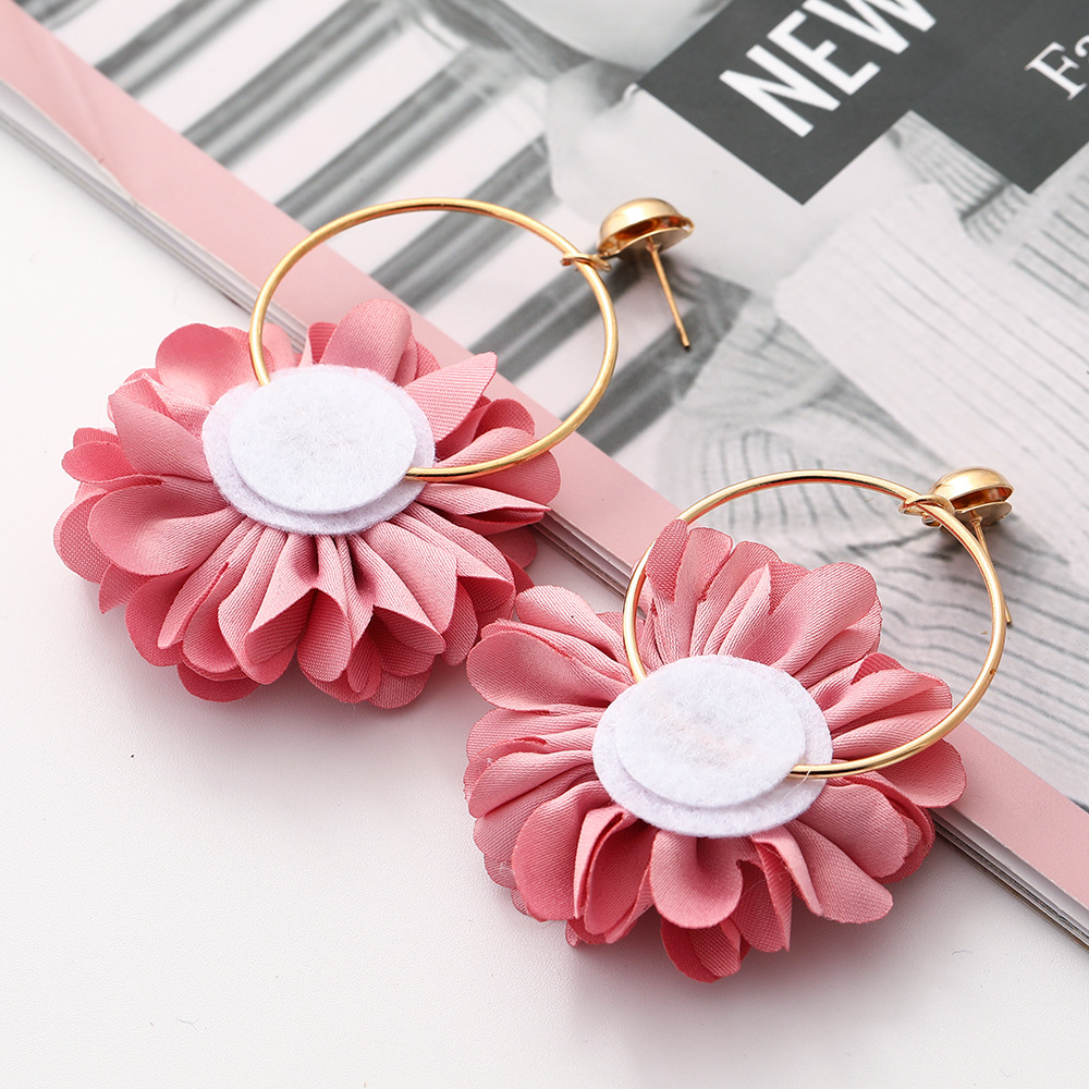 New Fashion Multi-layer Chiffon Cloth Lace Flower Earrings display picture 10