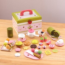 下午茶抹茶蛋糕 日系甜品点心切切乐 木质儿童过家家厨房玩具厂家