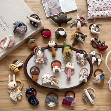 森系趣味卡通小女孩扎头皮筋发圈可爱动物头绳儿童百搭头饰发饰