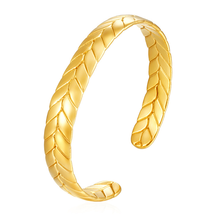 INS moda europea y americana 18K chapado en oro no desvanecimiento OREJA DE TRIGO pulsera de acero inoxidable simple moda joyería personalizada de las mujeres