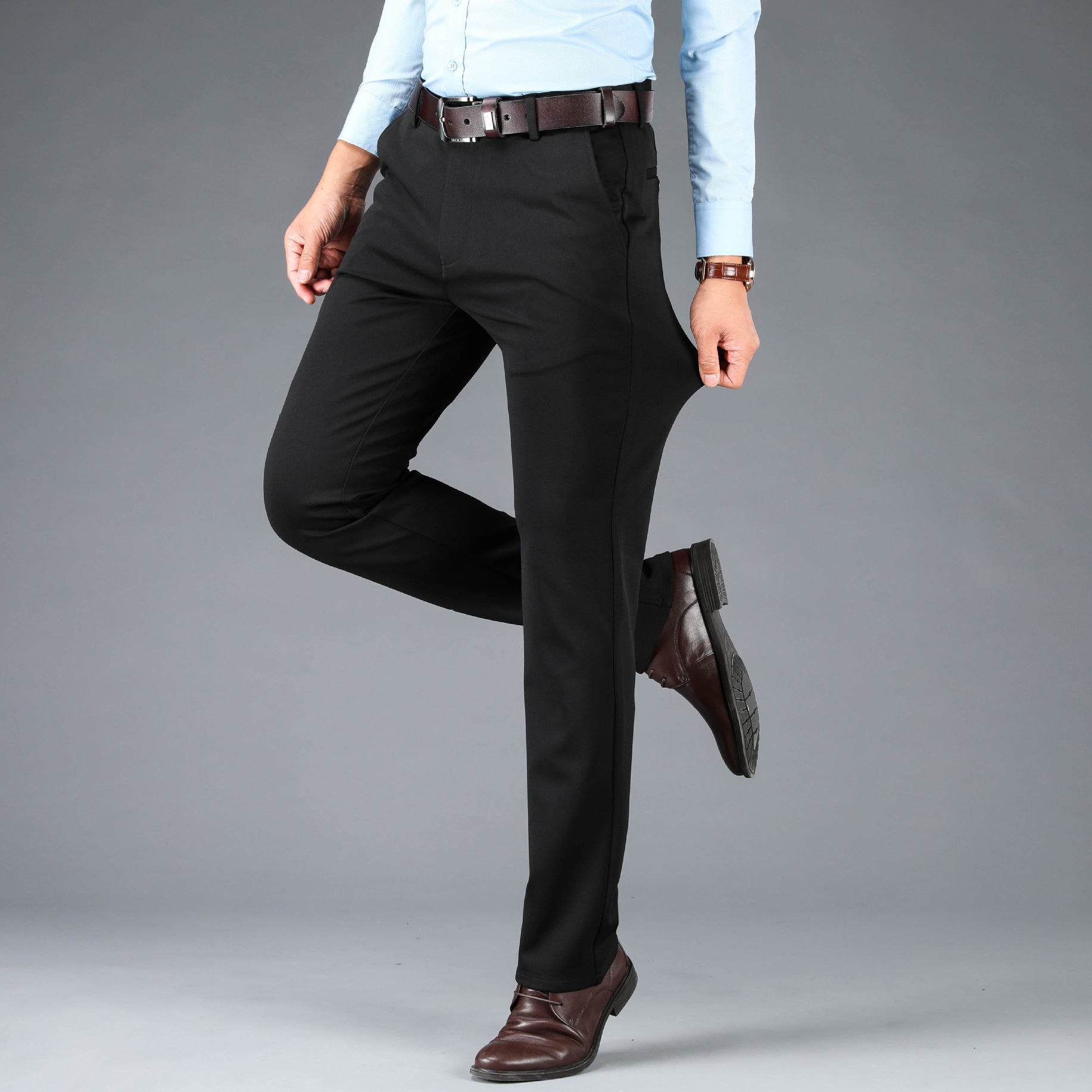 2025 Spring and Autumn Thick Summer Thin Dress Pants Middle-Aged Casual Pants High-Waisted Pants Middle-Aged Men's Pants Stretch Dad Pants