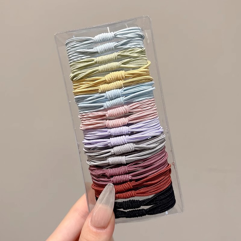 Simple cuerda de cabeza negra mujer sensación de alto nivel no estrangular cabello de alta elasticidad duradero atado cabello banda de goma cabello cubierta de cuero para niñas