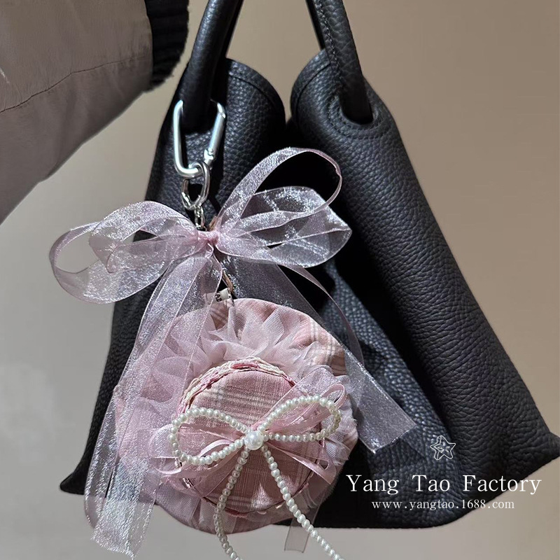 Dulce, parte de cumpleaños, colgante de pastel de encaje, corona de perlas, colgante de llaver, bolso de niña