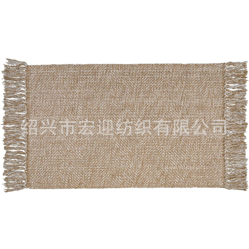 New cross-border foreign trade twill multi-colored tassel rug, bedroom bedside rug, cotton-woven rug, entrance and living room rug