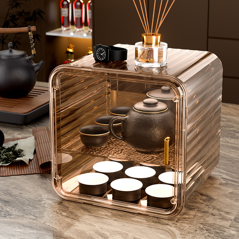 Cup Storage Box Pet Transparent Stackable Moisture-Proof and Dust-Proof Accessible Luxury Storage Cabinet Large Capacity Ceramic Tea Cup Cabinet