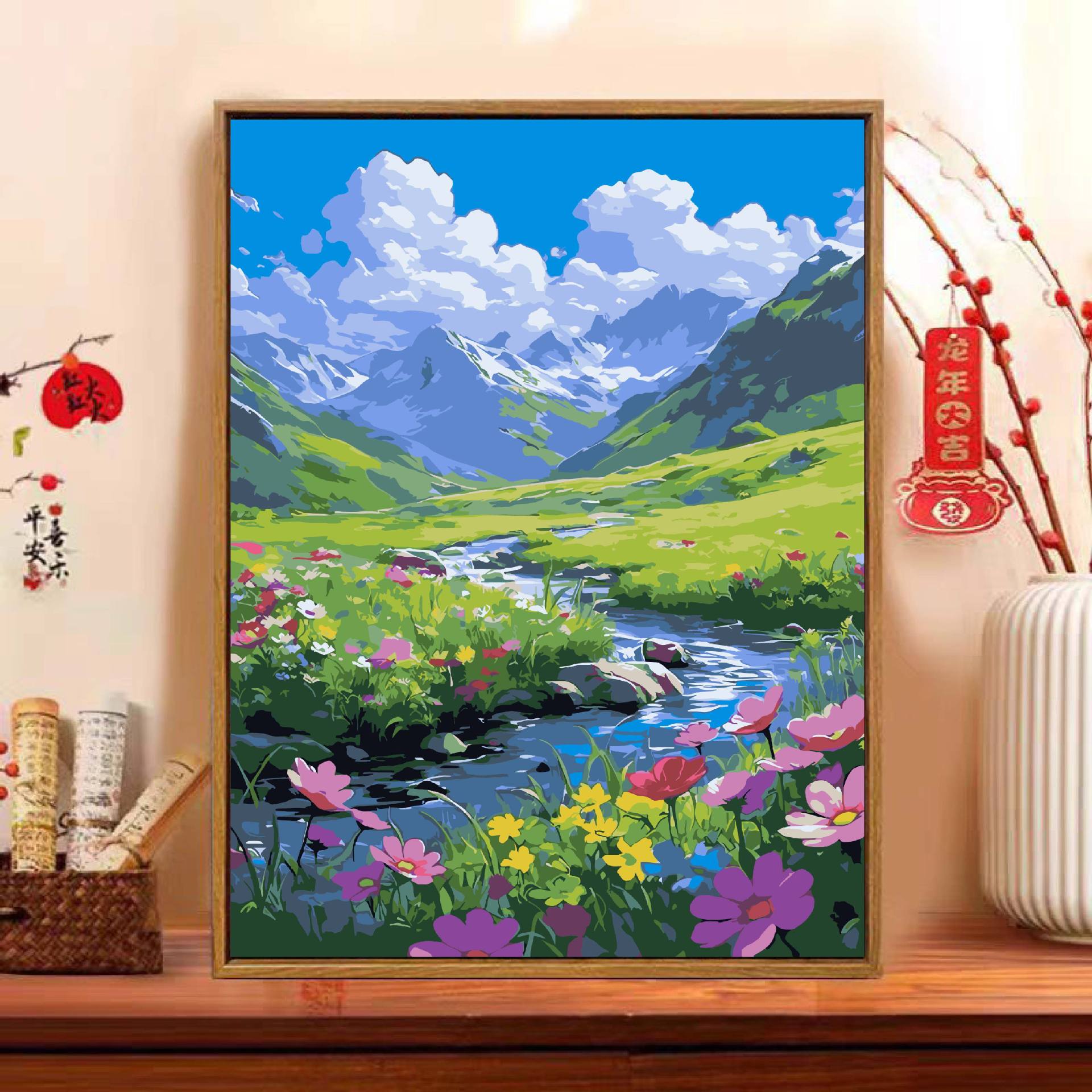 Floral pintura al óleo digital diy pintura de relleno adulto pintado a mano paisaje pintado a mano pintado acrílico pintura decorativa