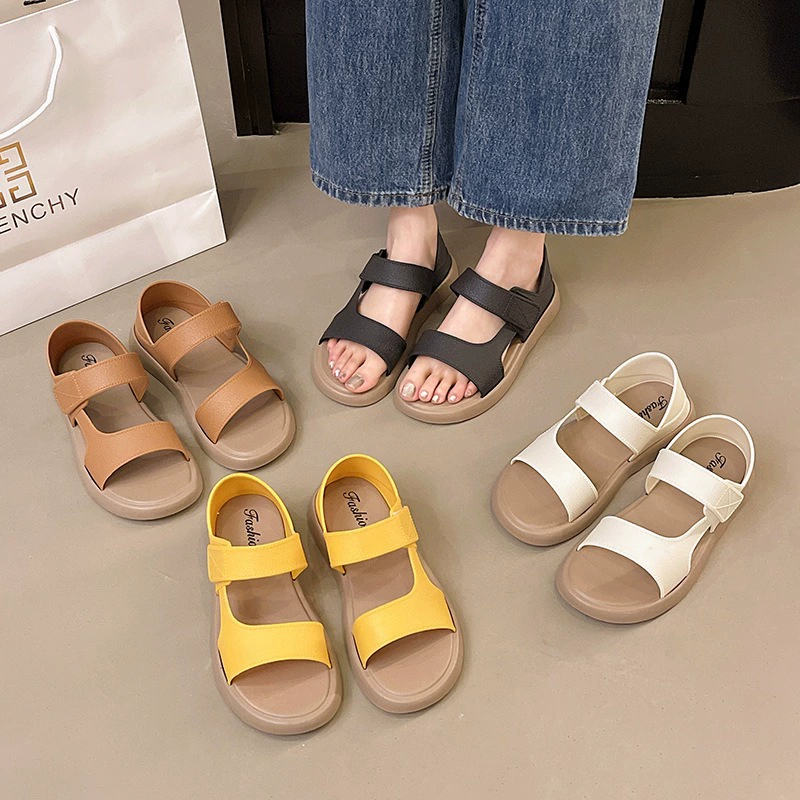 Summer sandals, beach footwear with velcro for leisure, 2025 years, soft sole