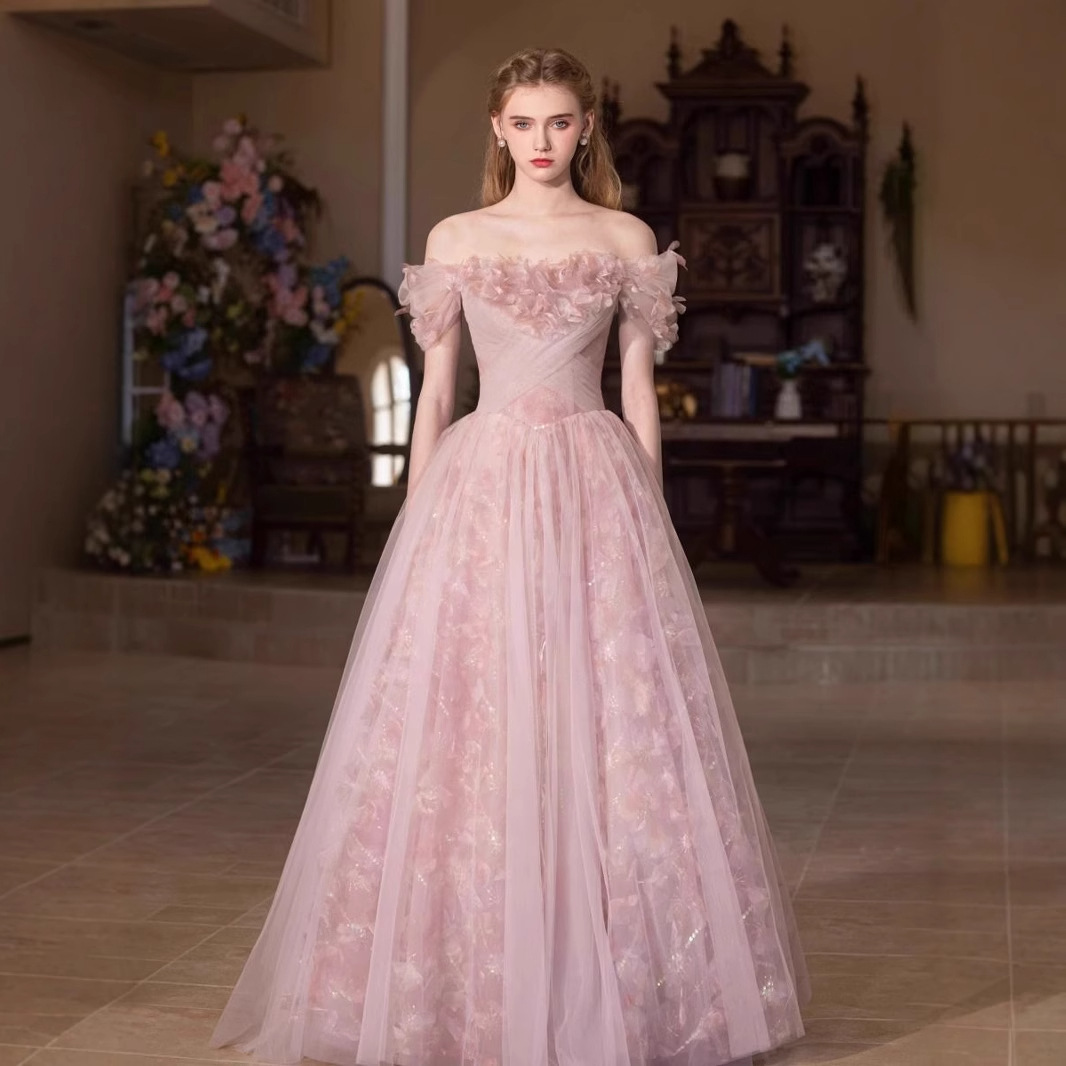 Evening Dress for Brides 2026 New Style, Elegant Banquet Host Attire, Forest-Themed Performance Dress, Dreamy Princess Long Gown