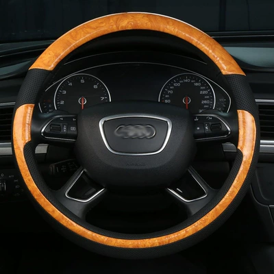 Handlebar Cover, Amazon Cross-Border, Steering wheel cover - peach-wood-black-yellow-38cm