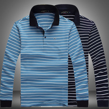 【PA标】肯迪鲨鱼国际男装新款t恤长袖翻领条纹爸爸装大牌衣服568