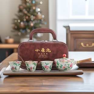 Xiaokang Bubble New Upgraded Travel Portable Teapot Automatic Rotating Kung Fu Tea Set Lazy Ceramic Tea Maker