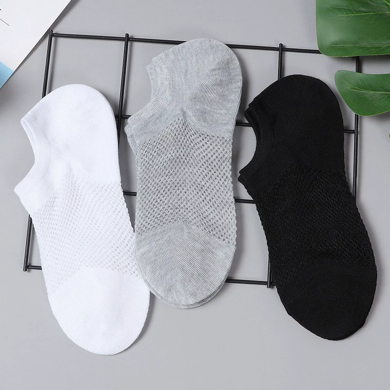 Breathable Low-Cut Socks Unisex, Solid Colors (Black/White/Gray), Lightweight