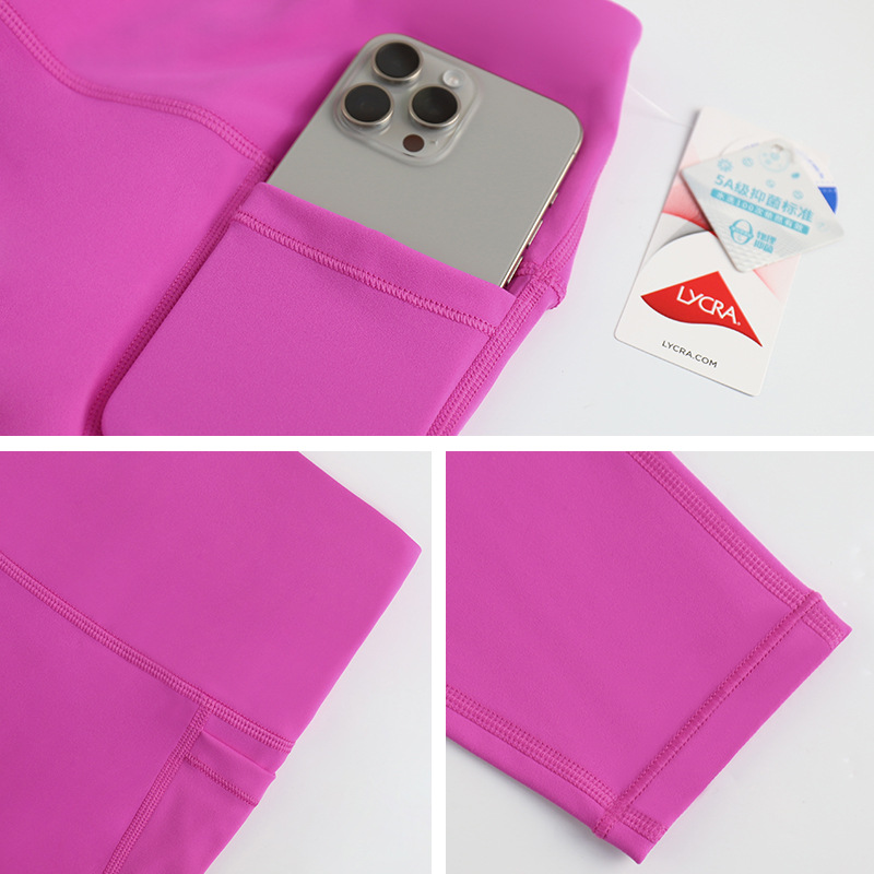 LAHN desnudo sensación de piel deportiva pantalones de cintura alta para mujeres sin líneas embarazosas anti-arrollador pantalones de gimnasio delgados verano