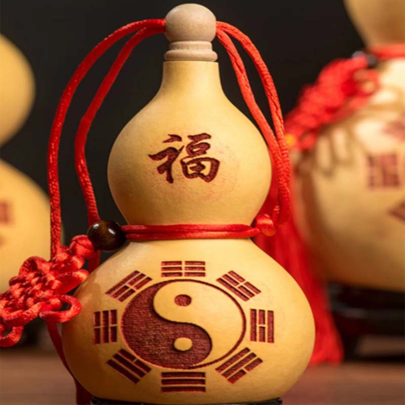 Natural gourd wood plug open pendant, carved gourd Chinese knot pendant, car pendant, factory direct supply