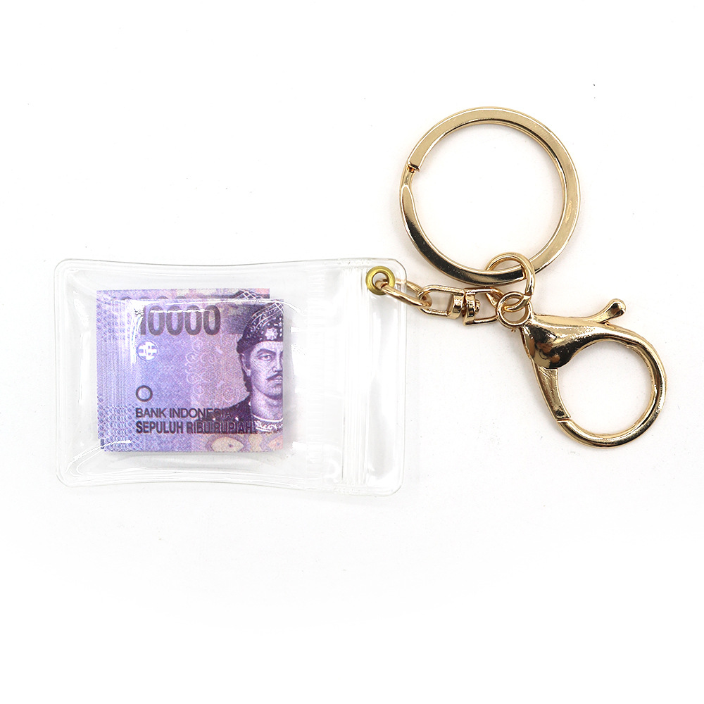 Simulación de dólar de Taiwán, dólar estadounidense, libra, won coreano, moneda indonesia, llavero, colgante de billetes de papel, medalla de oro, colgante de barra de oro, máquina de bebé