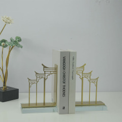 New Chinese-style metal crystal gate, book rack, modern minimalist home office soft decoration, shelf decoration