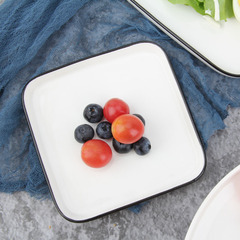 Factory direct sales Nordic black line edge ceramic tableware plate simple household dishes internet celebrity steak western dinner plate