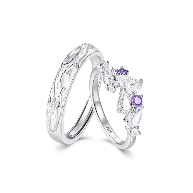 Wisteria S925 Sterling Silver Couple Ring for Women, Accessible Luxury Niche Design Ring, Valentine's Day Gift for Boyfriend and Girlfriend