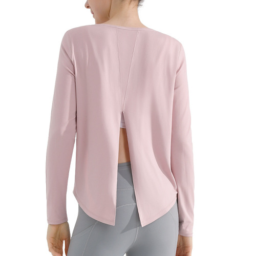 Running sports cover-up women's quick-drying breathable top loose slimming elastic long-sleeved T-shirt antibacterial yoga fitness wear