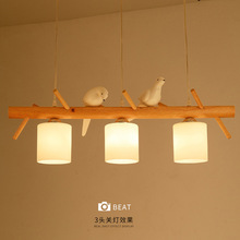 餐廳吊燈北歐創意個性小鳥燈日式木藝實木吧燈具現代簡約餐桌吊燈