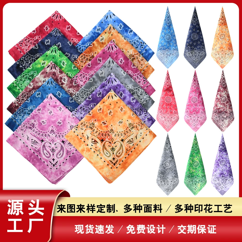 Трансграничная Мода ретро кешью хип-хоп тай-крашеный хлопковый тюрбан Спорт на открытом воздухе всеподходящий хип-хоп оптом Верховая езда квадратный шарф