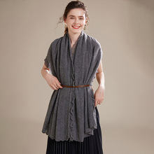 秋季新款韩版镂空流苏女士多功能围巾户外保暖100纯羊绒针织围脖